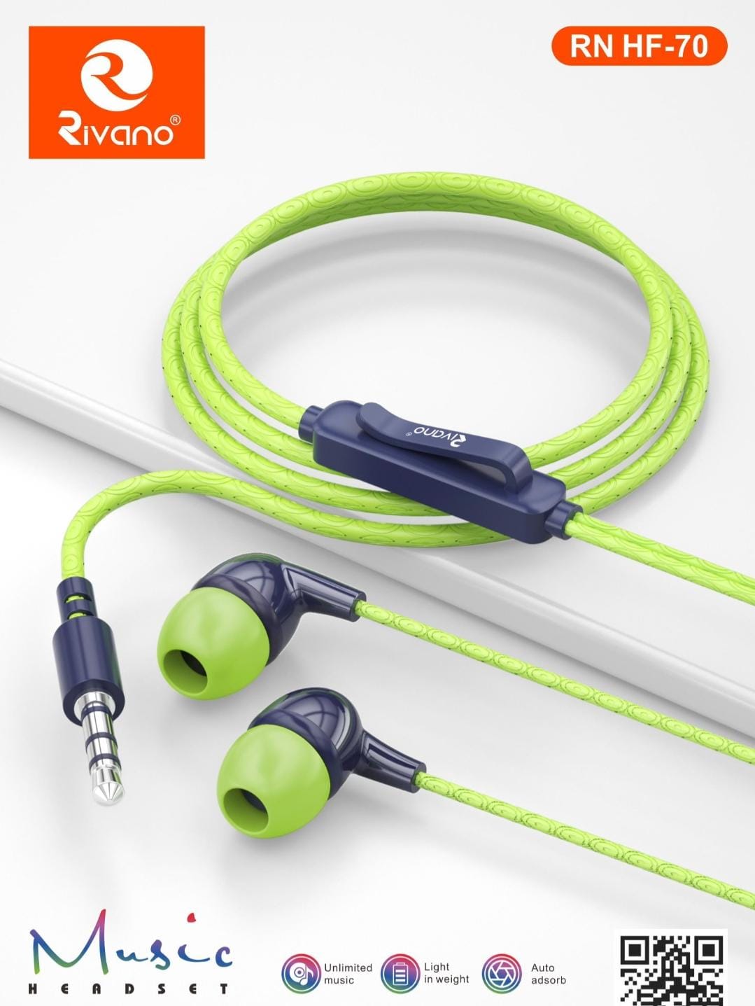 Rivano RN HF 70 wired earphone with mic